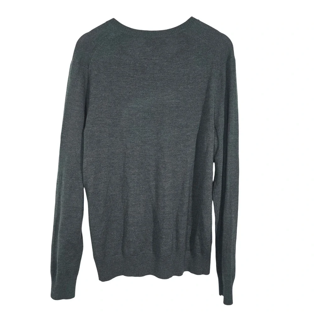 Banana Republic Extra Fine Merino Wool V-Neck Sweater Mens L Pullover Knit Green